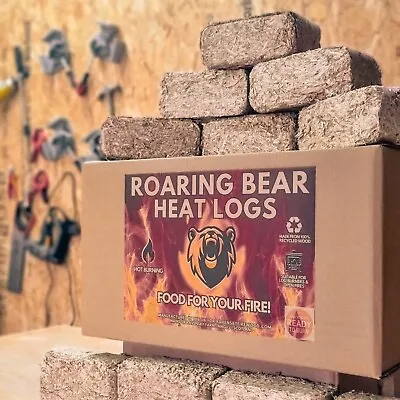 Roaring Bear Heat Logs Eco Briquette High Heat Woodburning Free Kindling!  • £64.99