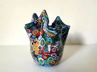 Murano Multicolored Millefiori Handkerchief Vase 4.5  Italy • $25