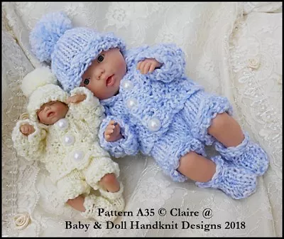 Babydoll Handknit Designs Knitting Pattern A35 Cosy Suit 4-8  Dolls Ooak Sculpts • £3.99