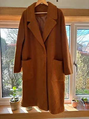 Next Long Teddy Mustard Lined Coat Size 22 • $18.93