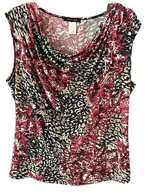 Jennie & Martis Top Women XL Abstract Print Cowl Neck Sleeveless Stretch Blouse • $20