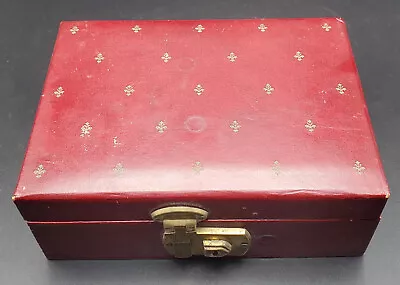 Vintage Maroon Mele Jewelery Box Mid-Century Brass Lock (no Key) • $55