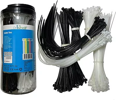 Coloured Assorted Cable Ties Nylon Black And White Tie Wraps 600 Pieces • £10.18