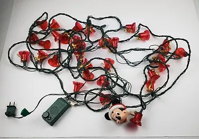 Musical Disney Mickey Mouse Christmas String Lights Vintage Red Bells- SEE VIDEO • $27.95