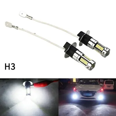 Pair H3 LED Fog Light Bulbs Conversion Kit Super Bright Canbus 6000K White 100W • $8.32