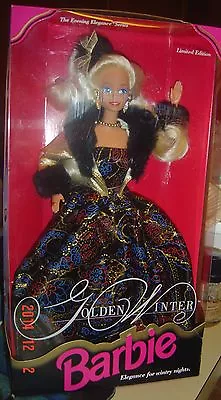 1993 Golden Winter Barbie Limited Edition #10684 Evening Elegance Series • $20.29