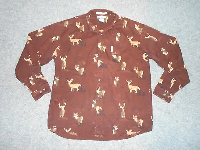 Columbia Vtg River Lodge Mens Xl Hunting Big Horn Deer Button Shirt            • $12.99