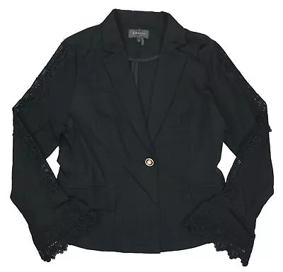 Gracia Lace Detailed Flared Sleeves Single Button Women's Blazer XXL NWT Black • £49.83