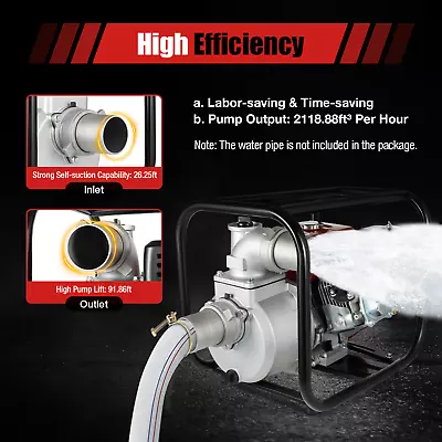 3  7.5HP Gas Water Semi Trash Pump 3000W High Pressure Garden Irrigation Pump  • $185