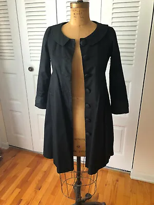 Retro Vintage-Look Swing Coat Steampunk Victorian Black Cotton Size 4 • $75