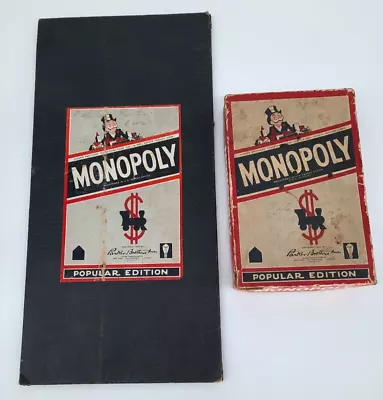 VTG Monopoly Game 1954 Box & Board 1936 Cards Wooden Houses /Hotels Metal Tokens • $19.95