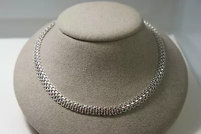 MILOR Made In Italy Solid 925 Silver 8 Mm WIDE Flat Curved Necklace Chain 17  • $245