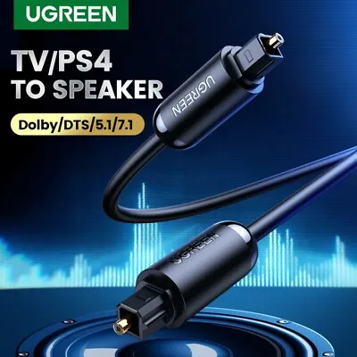 Ugreen Optical Fibre Cable Toslink Cable Premium Digital Audio SPDIF Cord TV PS5 • $11.95