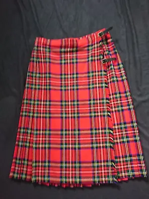 Vintage Moffat Weavers Scottish Red Tartan Kilt Skirt Uk Size 16 • $31.07