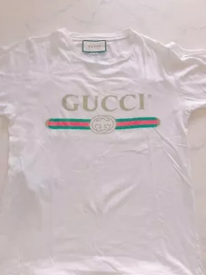 GUCCI Tops T-Shirt Women's Size XS White Vintage Logo Sherry Line • $249.90