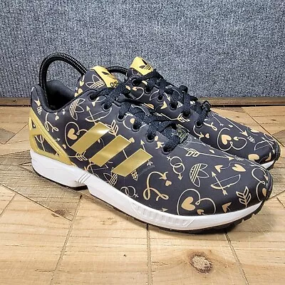 Adidas ZX Flux Shoes Womens Size 11 Black Gold  Athletic Shoes Trainers Cupid • $25.87