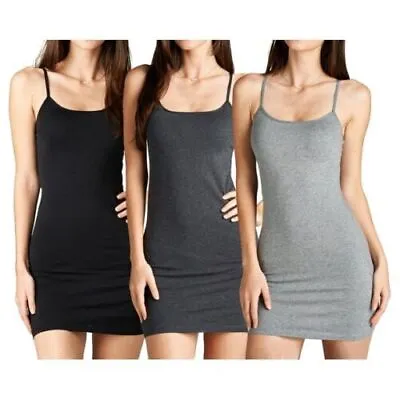 Ladies Cami Mini Dress Tank Top Camisole Bodycon Womens Party Suit Vest T-shirt • £4.99