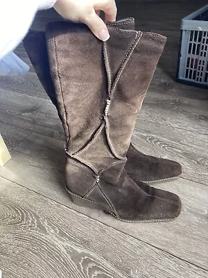 Sally O'Hara Wedge Boots Brown Suede Size 4 • £25