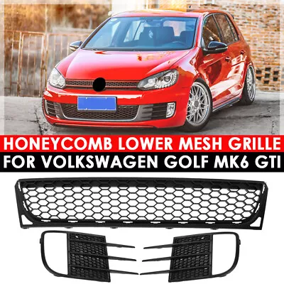 Front Bumper Center Lower Honeycomb Grille Side Mesh Grill For VW Golf MK6 GTI • $58.89