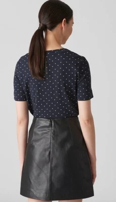 £9 • Buy Whistles Black & White Polka Dot Cotton T Shirt Size M