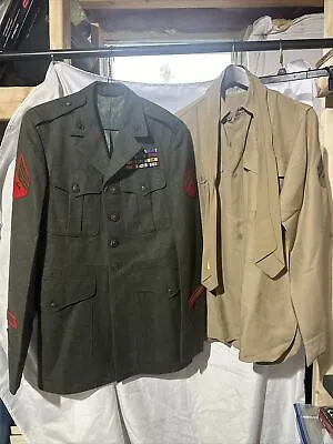 Vintage USMC 60s Vietnam Era Uniform Dress Coat & Shirt Size 38L CPL NAMED READ • $99.99