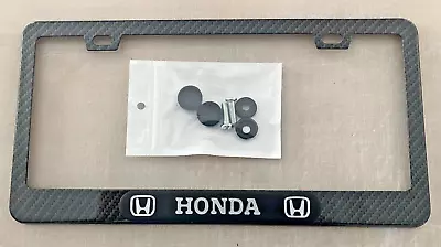 For HONDA Carbon Fiber Look Metal License Plate Frame With Screws / Caps • $13.99