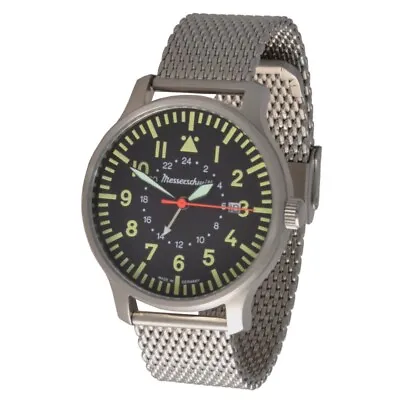 Messerschmitt ME-3H84GMT Ronda 515 24h Quartz Men's Aviator Watch Milanese Band • $419.64