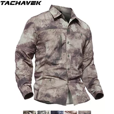 Men's Tactical Removable Sleeves Shirt Army Combat  Military Breathable Casual • $28.99