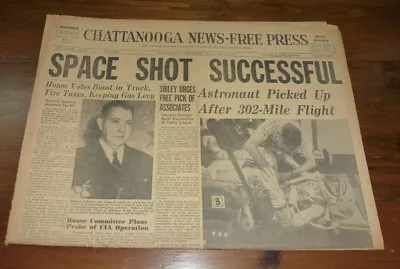 Chattannooga News Free Press May 5 1961 Alan Shepard Mercury Redstone Launch • $54.33