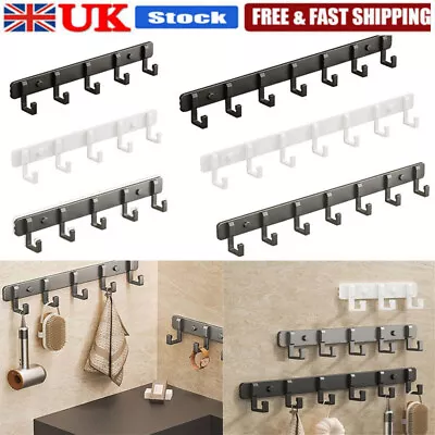 Aluminum 3 To 7 Hooks Key Coat Clothes Door Holder Rack Hook Wall Mounted Hanger • £4.99