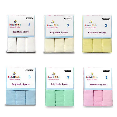 6 Pack Muslin Squares 100% Cotton Baby Soft Swaddle Cloths Nappy Bibs 70x70cm. • £8.99