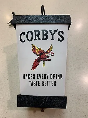 Vintage NOS Corby's Blended Whiskey Illuminated Hanging Light Sign W/ Bracket • $79.99