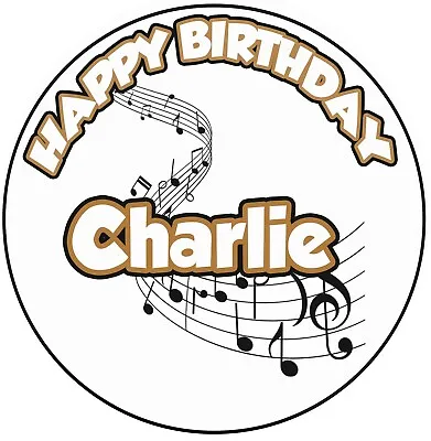 Personalised Musical Notes Icing Birthday Cake Topper Decoration 8  Circle • £6.95