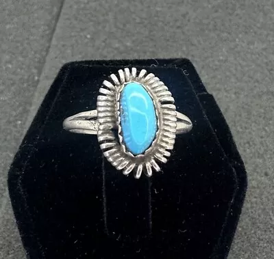 Sterling Silver Vintage Turquoise Ring Size 7.5 • $35