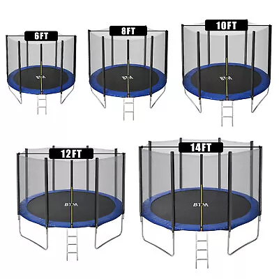 Trampoline 6ft 8ft 10ft With Enclosure Safety Net Ladder Outdoor Garden QS • £116.99