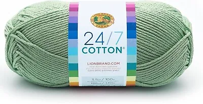 Lion Brand Yarn Company Cotton Yarn 100 Percent Cotton Mint15.24x6.35x6.35 Cm • £7.99