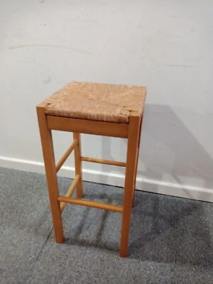 £30 • Buy Wooden Wicker Stool Pine Rustic Kitchen Farmhouse Style