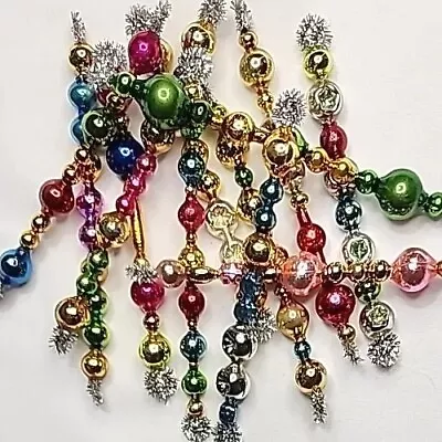 ✨️🪻Fun *Springtime* 12 Vtg Mercury Glass Garland Icicle Bead Ornaments 4-4.5  • $40