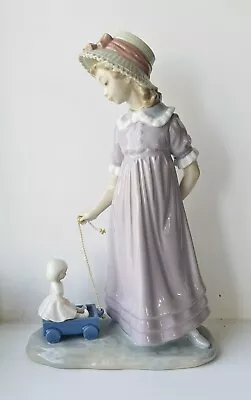 Lladro Girl Pushing Doll In Wagon Porcelain Figurine 11” • $57