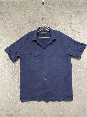 Vintage Banana Republic Shirt Mens Button Down Short Sleeve Blue Size Large • $8.79