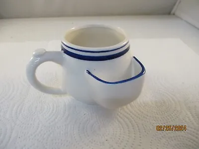 ANTIQUE SCUTTLE SHAVING MUG White With Blue Trim • $9.99