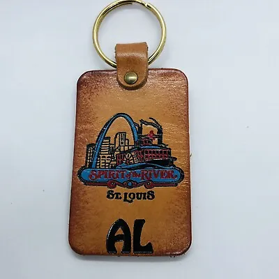 Vtg St Louis Personalized AL Leather Keychain - Spirit Of The River W/ Boat Arch • $7.99
