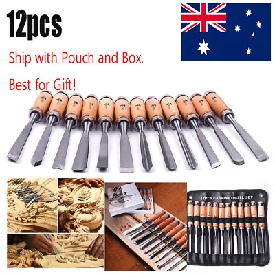 12pc Wood Turning Lathe Chisel Set Woodworking Carving Woodturning Tool & Pouch • $49.99