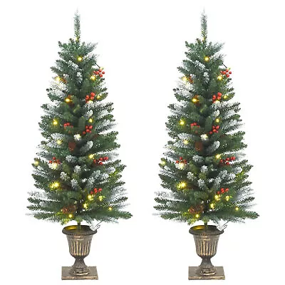 Artificial Christmas Trees 2 Pcs 100 LEDs Green And White 120  C5V5 • $174.30