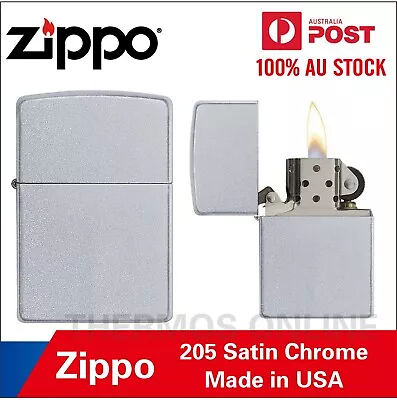 Genuine Zippo Lighter 205 Satin Chrome Made In USA OZ Seller Best Price! • $41.99
