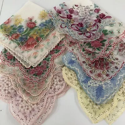 Lot Of 10 Vintage Hankies Beautiful- All Nylon Florals • $15