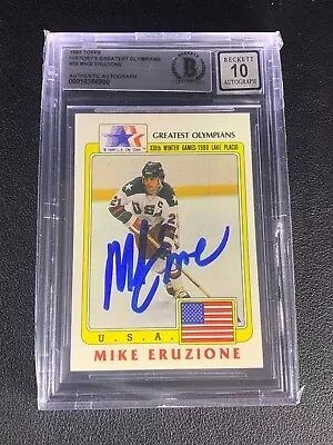 Mike Eruzione Signed Usa Olympics 1983 Topps Rookie Bas Bgs 10 Auto Autograph • $34.99