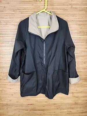 Maralyce Ferree Black / Beige Reversible Nylon Blend Jacket USA Womens Medium M • $19.99