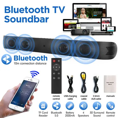 £37.99 • Buy 40W Bluetooth Sound Bar Speaker System Home Theater Soundbar Subwoofer Remote UK