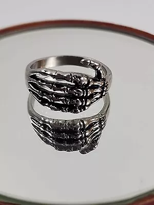 MENDEL Skull Skeleton Hand Finger Ring Stainless Steel Size 12 • $4.30